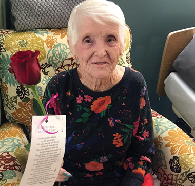 Madison health and rehab resident celebrating mothers day with a special note