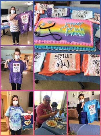 photo collage of nursing staff receiving gifts for Nurse's Week