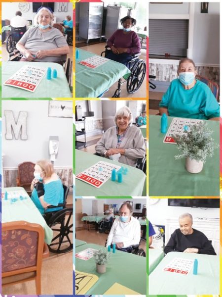 collage of photos residents playing BINGO
