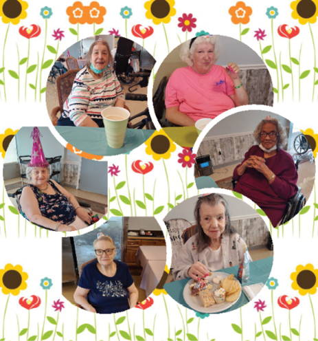 collage of residents enjoying the Easter celebration at Madison Health and Rehab