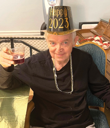 Madison Health and Rehab Resident bringing in the New Year