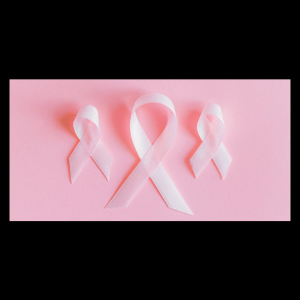 Image of three pink ribbons on a baby pink background